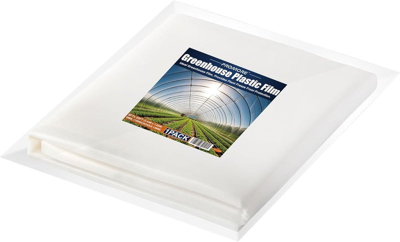 PROMORE Greenhouse Plastic Film 6Mil, 8' x25' Clear Polyethylene Plastic Sheeting, UV Resistant, for Hoop House,Gardening,Farming,Agriculture,Four-Year Lifespan - Image 1